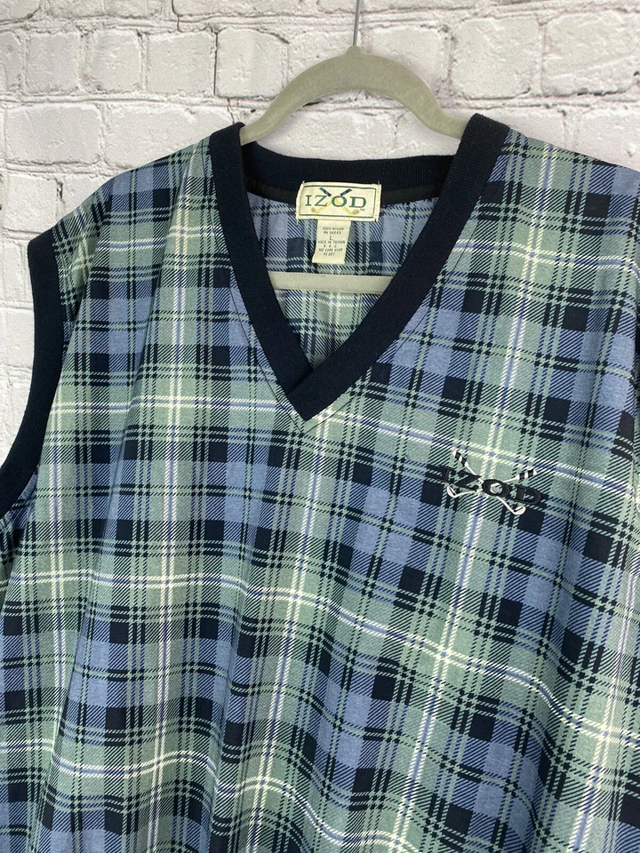 VTG IZOD Golf Men's Large Tartan Plaid Preppy Pullover Windbreaker EUC - Image 2 of 4