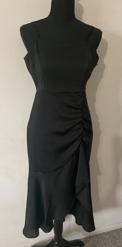 Express Black High Low Dress With Ruching Spaghetti Straps Size Small NWOT