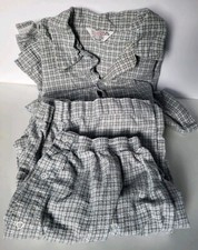 Vintage Sears Pajama Set 100 Cotton Plaid Gray Blue Mens XL 46/48
