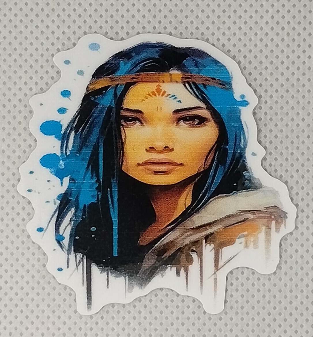Boho Indigenous Woman Vinyl Decal Sticker - Weatherproof Laptop & Phone Art