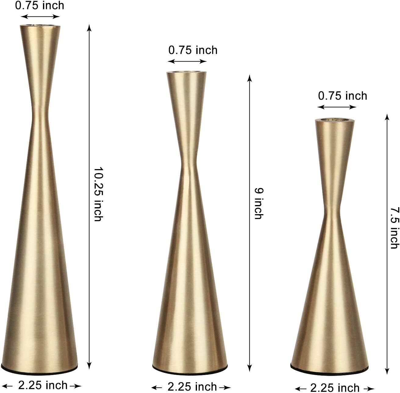 Vixdonos Brass Gold Taper Candlestick Holders Metal Candle S+M+L