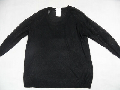 Pull Léger Pailleté OPUS - Taille 44 - Noir Avec Manches Résille - Neuf Avec étiquettes