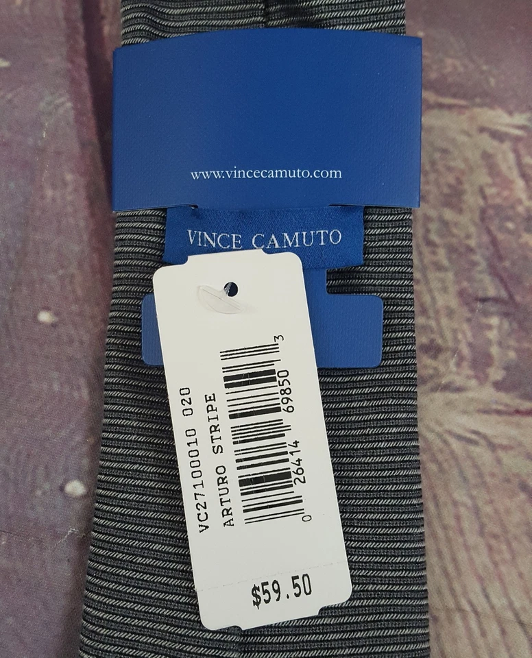 NUEVA Corbata para Hombre Vince Camuto Arturo Rayas Gris/Blanco Foto 4 de 4