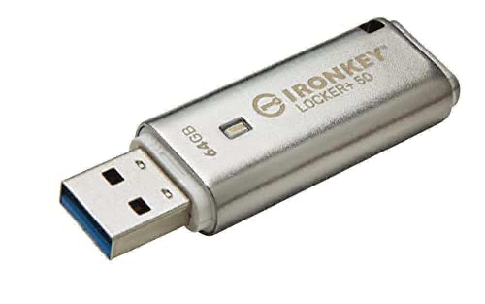 (TG. 64 Gb) Kingston 64GB USB 3.2 IronKey Locker+ 50 AES USB (IKLP50/64GB) - NUO