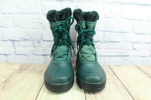 Sorel Women's Green Nylon Shearling Lined Waterproof Insulated Winter Boots Sz 7 - Picture 4 of 10