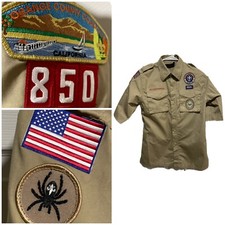 Boy Scouts Of America Boys Youth Uniform Shirt L Beige Short Sleeve California