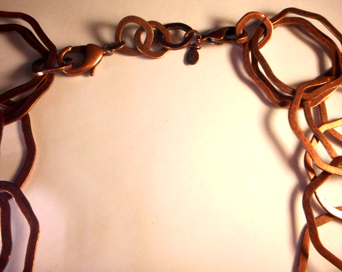 Vtg PD Copper 3 Strand Lg Open Link Necklace & Bracelet - Foto 5 di 8