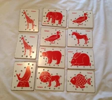 Vintage Playskool Lacing Cards Set Of 11