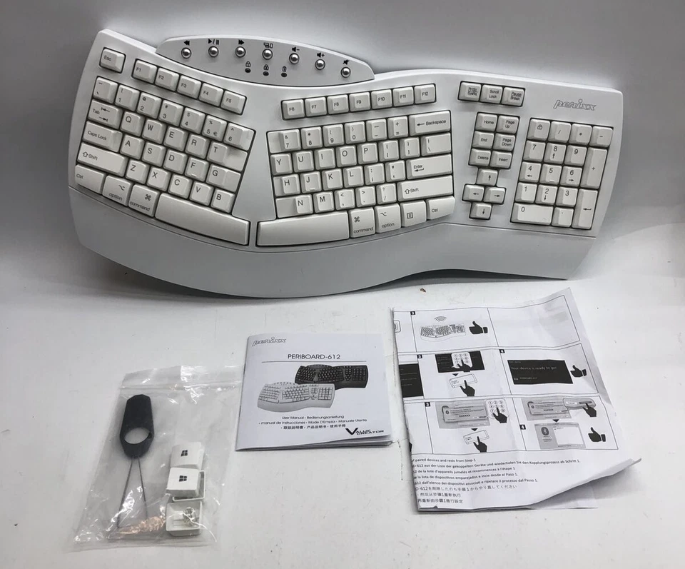 Perixx Periboard-612 Wireless Ergonomic Split Keyboard, US English - White - Image 2 of 4