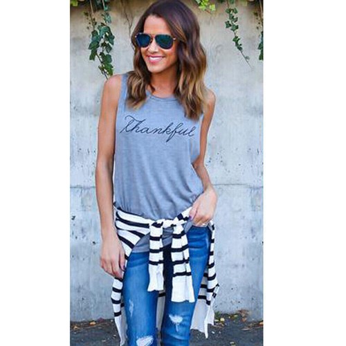 Womens V-Neck Tank Tops Summer Sleeveless Casual Loose Plain T-Shirt Cami Vest - Picture 14 of 14