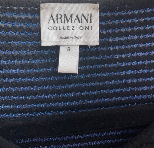 Maglia Armani Collezioni Donna Tg 8 Nero Metallizzato Blu Royal Made Italy - Foto 7 di 11