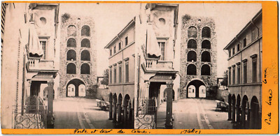 Italien.Italia.Como Como.Tür und Turm.Porta.Torre.Stereo Photo.Stereoview.Degoix