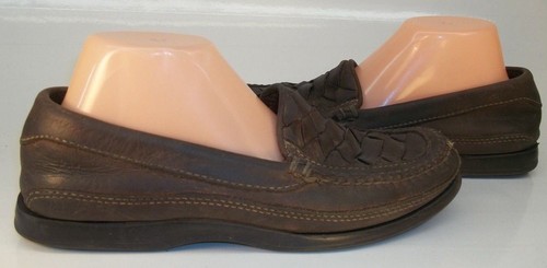 Johnston & Murphy Mens Shoes US 8 M Brown Woven Leather Casual Loafers 461 - Picture 3 of 8