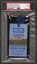 7/20/00 British Open Thursday Badge Tiger Woods PGA Ticket Stub PSA St Andrews