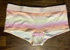 Victoria's Secret PINK Cotton Shortie Panties Pink Pastel Rainbow Wide Logo Band