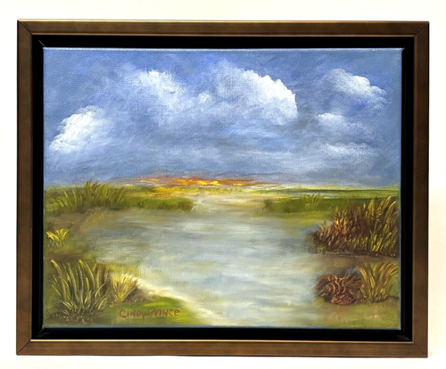 “Scarborough, ME, Sunset” Miss. Artist Cindy Prince Original Oil Painting 16x13