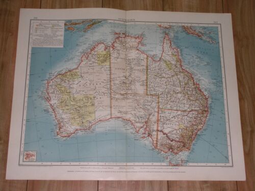 1905 ORIGINAL ANTIQUE MAP OF AUSTRALIA / SYDNEY MELBOURNE PERTH BRISBANE   - Afbeelding 1 van 10