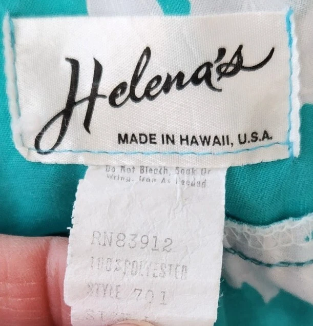 Vestido Largo Retro Helena's Hawaiano Muumuu Caftán Hibisco Verde Azulado Talla L. O2 Foto 2 de 4