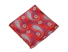 Lord R Colton Masterworks Pocket Square - Red Feather Peacock Silk - 75 New