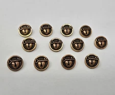 12 pcs Heart Lock & Key Bronze Molded Plastic Craft Sewing Shank Buttons VTG