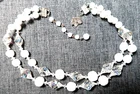 VINTAGE CLASSIC ENAMEL MILK GLASS W/ AB CRYSTAL 2 STR. NECKLACE ~ SIGN. VENDOME