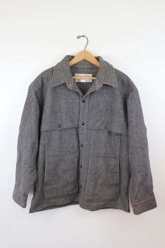 Vintage Filson Cape Coat Mackinaw Cruiser Wool Grey Large 95 Hunting Jacket