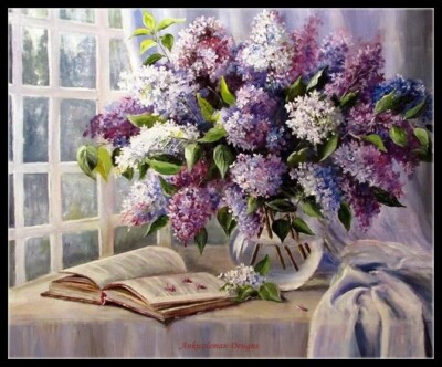 Flowers in Vase 16 - Counted Cross Stitch Patterns - Color & BW Symbols