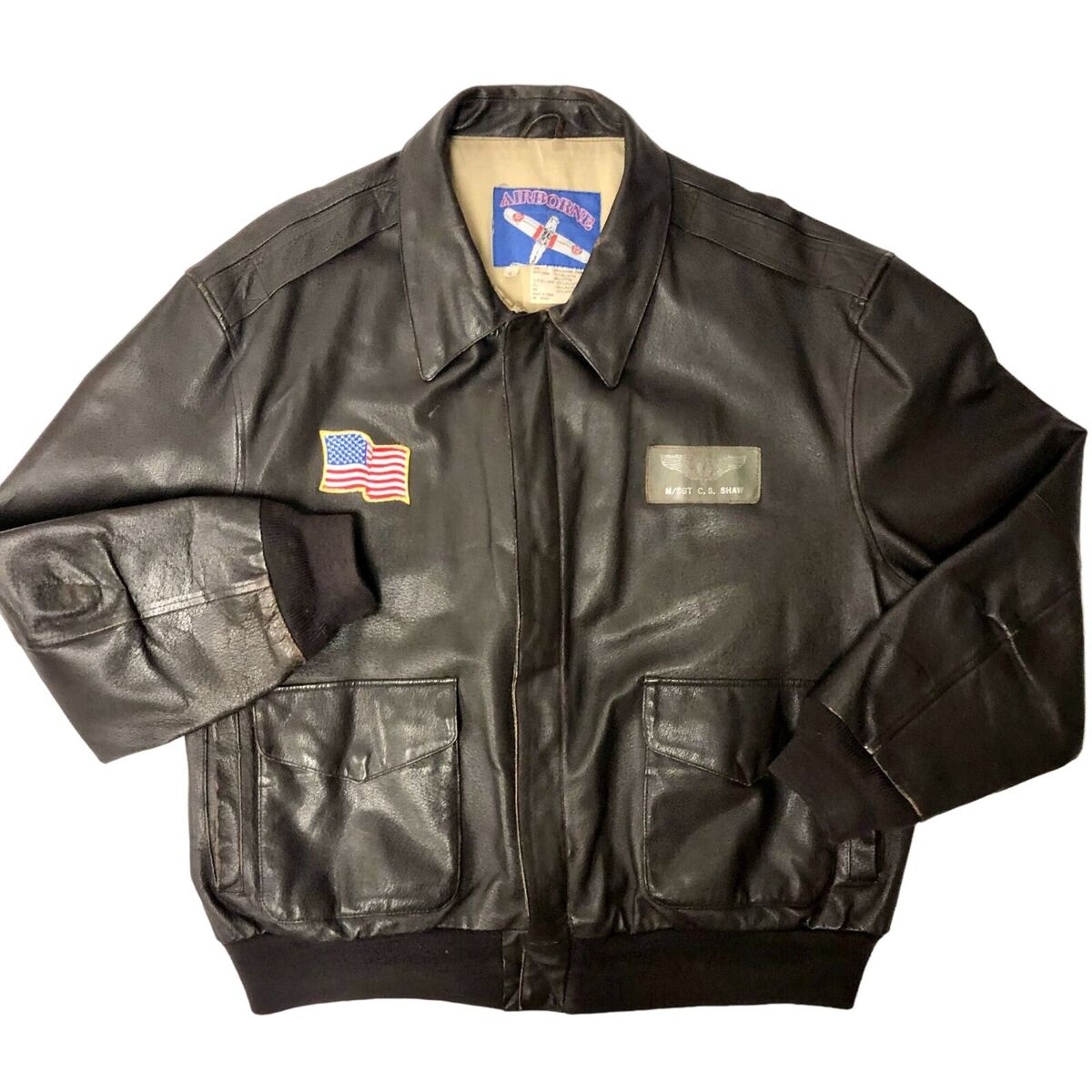 Vtg 80's Airborne Brown US MILITARY USAF A2 Flight Jacket Vtg 80's Airborne Brown US MILITARY USAF A2 Flight Jacket