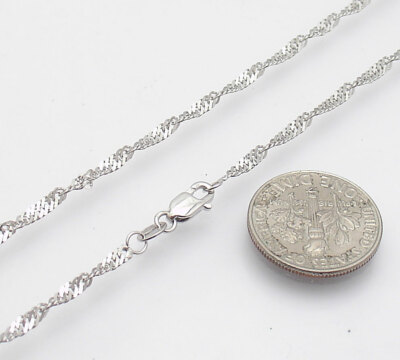 Singapore Sparkle Chain Necklace Solid 14K White Gold 16