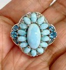 HSN Colleen Lopez Sterling Silver Larimar, Swiss Topaz & White Topaz Ring Size 6 — photo 5