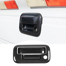 Rear Tailgate Door Handle Cover Trim Decor Carbon Fiber For Ford F-150 2009-2014