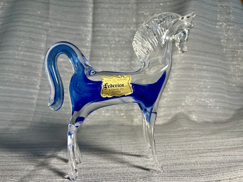 Murano Glass Horse Cobalt Blue Federica Venezia Authentic Sticker READ - Picture 2 of 10