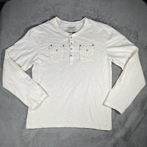 Cultural Revolution Shirt Men's XXL Long Sleeve Button Up Neck Two Pocket Beige