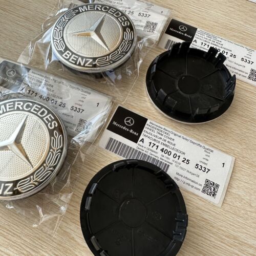 4 For Mercedes Benz Wheel Center Caps Black 75mm Rim Emblems Hubcaps Cover - Picture 4 of 4