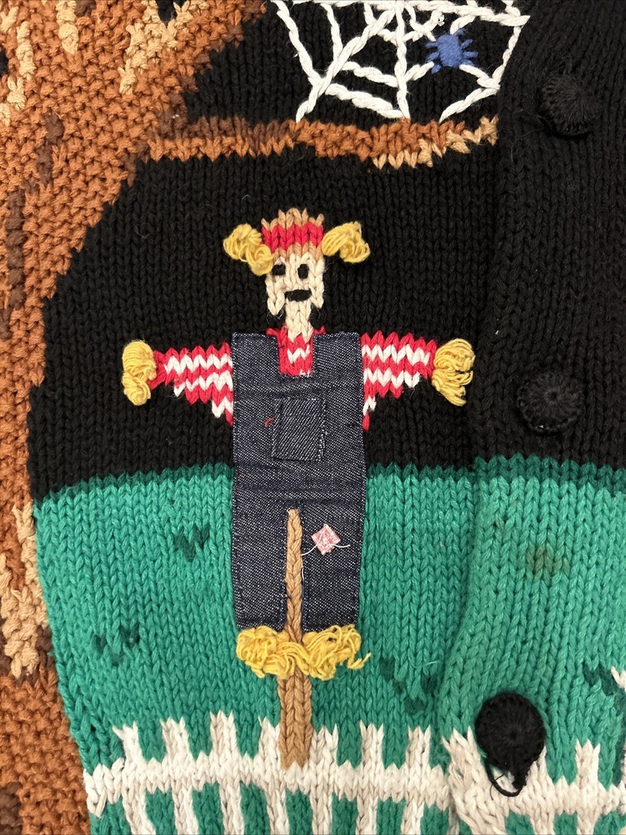 Vintage Halloween Sweater Cardigan Women's L Eagles Eye 1995