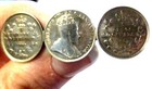 Antique 1902 Canada Solid Silver 5 Cent Coin Pin King Edward Vii "H" In Center!