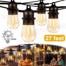 S14 Outdoor Waterproof String Lights 27ft Connectable Garden Light 10+1 Bulbs