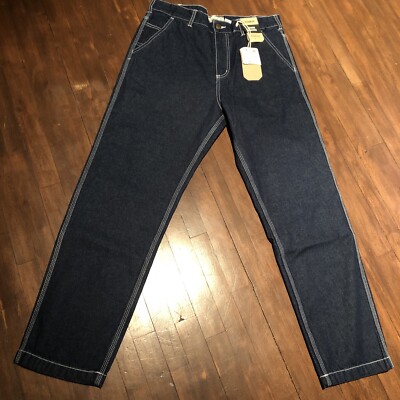 Pull&Bear loose fit jeans in blue contrast stitch Sz 31 Dark Wash NWT NEW
