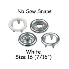 100 White Metal Open Ring No Sew Snap Fasteners - Size 16 (7/16" - 11mm)