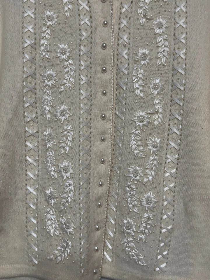 Cardigã Feminino Vintage Talbots Dinheiro Antigo Mescla Angorá Tamanho P Cottagecore Luxo - Imagem 4 de 4