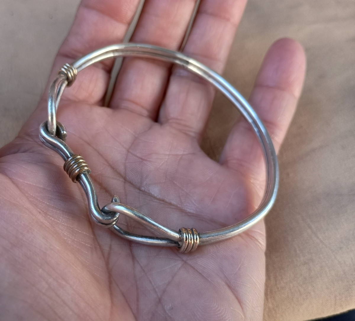 Gideon Mid Century Modern Sterling Silver Two Tone Bracelet