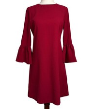 Alice + Olivia Coley Red Classy Cocktail Mini Dress Bell 3/4 Sleeve Size 4