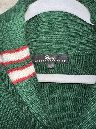 Varsity cardigan sweater Green Size Large , Letter H #K - Picture 4 of 7