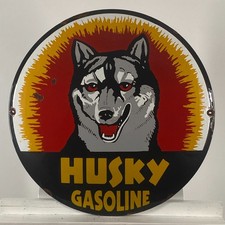 Husky Gasoline Enamel Sign - Ø 50cm (19.7") - Unique Vintage Gas Station Signage