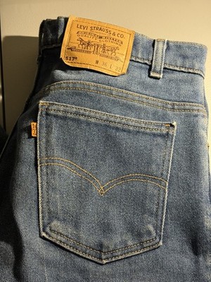 Vintage 90s Levi's 517 Orange Tab 36x32 (34x30) Made In USA Blue Jeans Bootcut