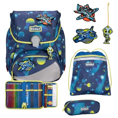 Scout Alpha Exklusiv LED - Schulranzen Set 4tlg. Planes *NEU*