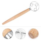 1pc Three-ring Oak Handle Flour Whisk Flour Dough Mixer for Kitchen (Wood Color)