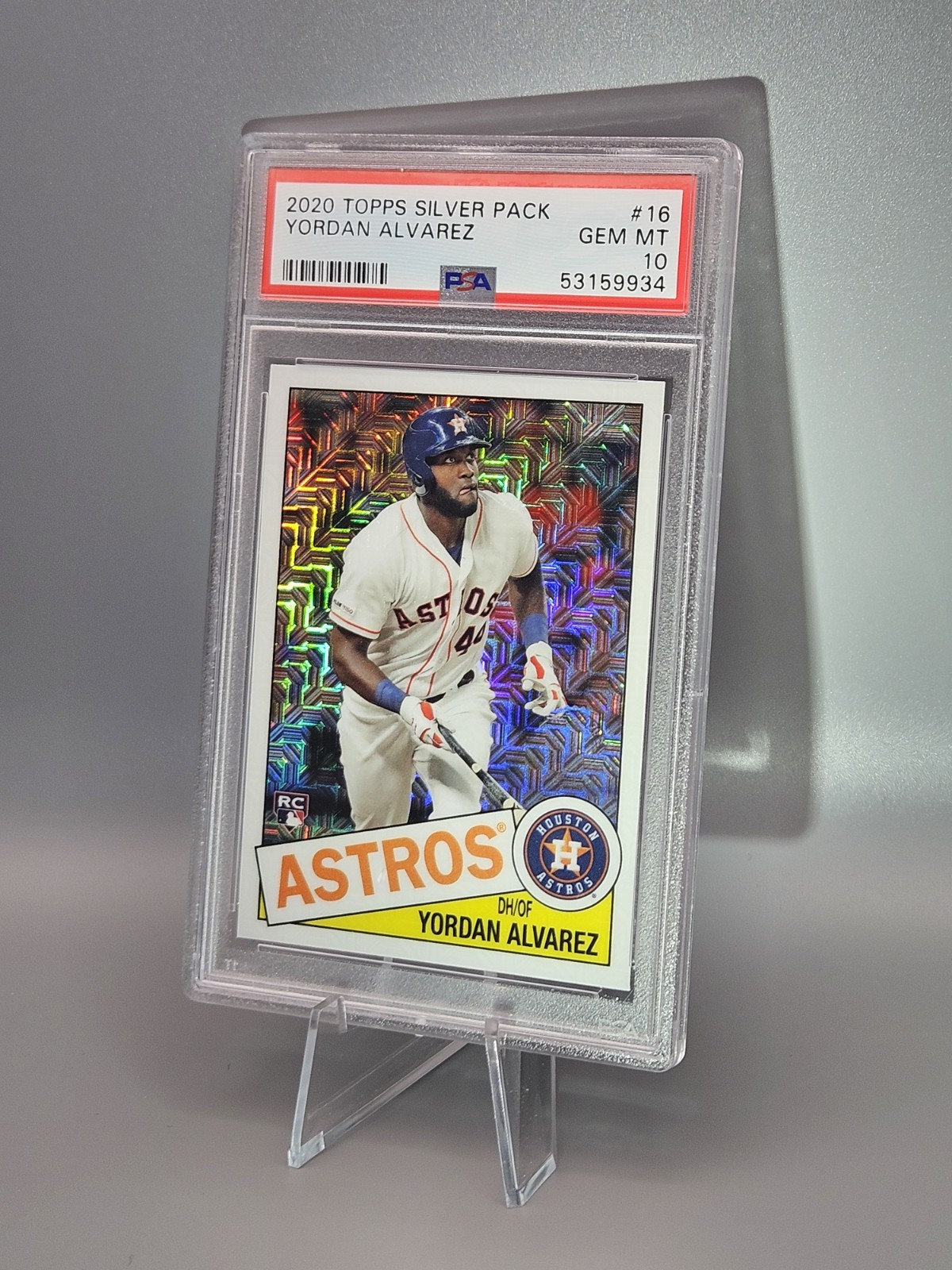 PSA 10 GEM (RC) Yordan Alvarez Silver Pack 1985 Chrome Baseball MOJO 2020 Topps view 3