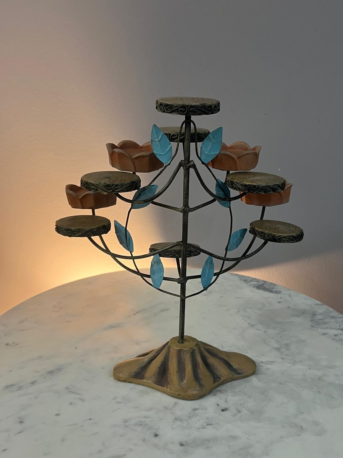 Metal Tiered Flower Tree Votive Tealight Candle Holder Centerpiece Decor 10 1/2