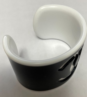 Black (CC) outside White inside lucite sporty cuff bracelet BEAUTIFUL